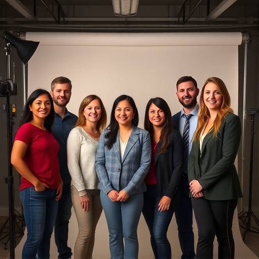 Foto del equipo de OnSet Studios reunido en el estudio.