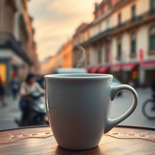 Imagen promocional del anuncio de 'Café Madrid', mostrando una taza de café humeante y una vista de la Gran Vía.